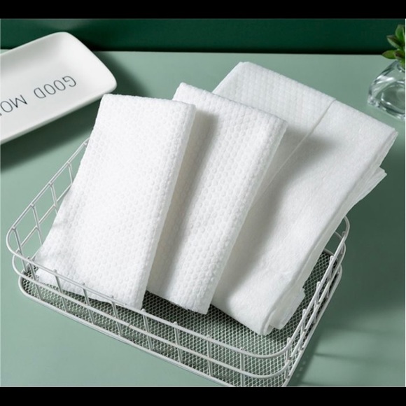 Portable travel pure cotton disposable white soft bath towels 6 pack - Picture 6 of 14